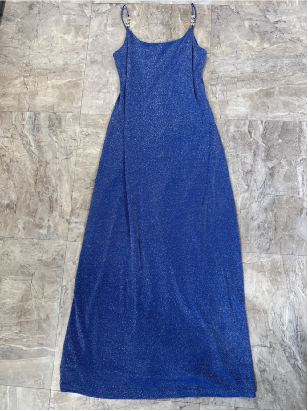 alex evenings light blue dress VTG Y2K Elegant Sparkle Formal Maxi 6P USA Fairy striking shape